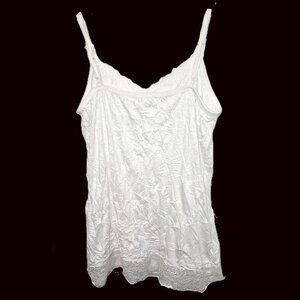 Maurices Crinkle Lace Trip Cami White Adjustable Womens Size Medium